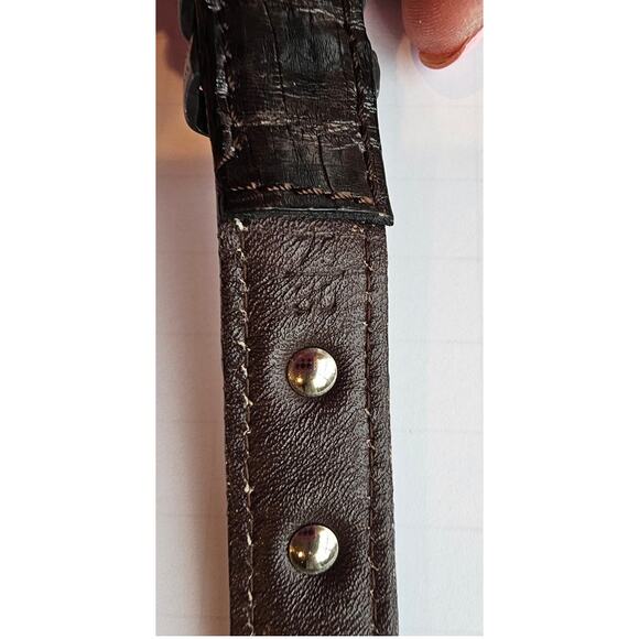 Crocodile Belt, Genuine Véritable Crocodile Leather 30 In, Silver Conchos/Buckle main image 5